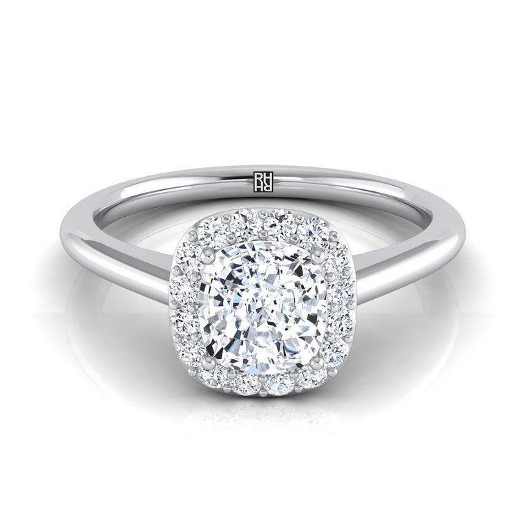 The Etta Select Halo Cushion Cut Lab Diamond Engagement Ring in Platinum