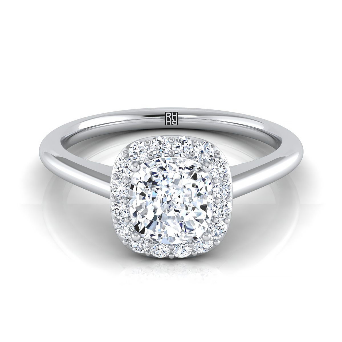 The Etta cushion engagement ring setting in 18K White Gold | RockHer