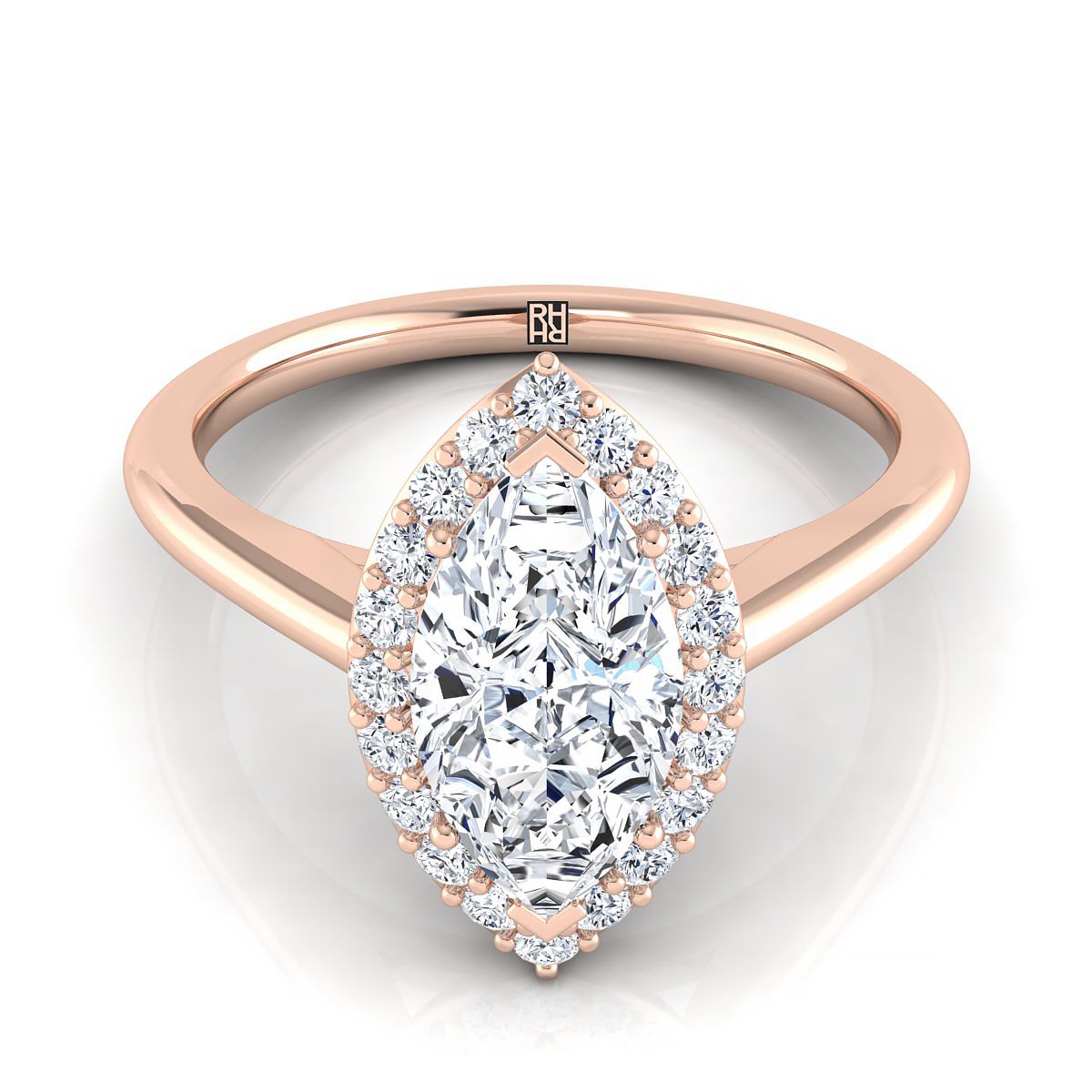 The Etta marquise engagement ring setting in 14K Rose Gold | RockHer