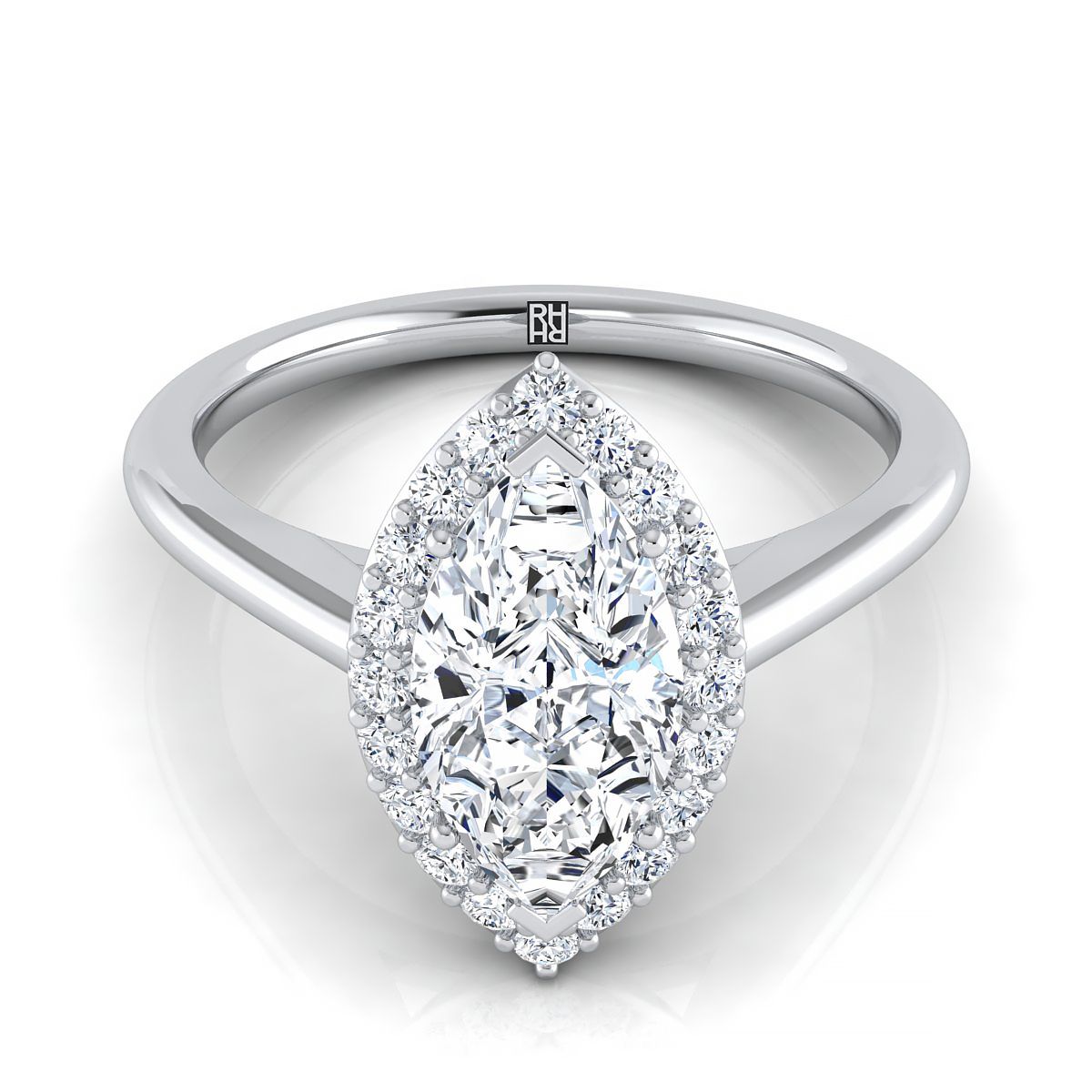 The Etta marquise engagement ring setting in Platinum | RockHer