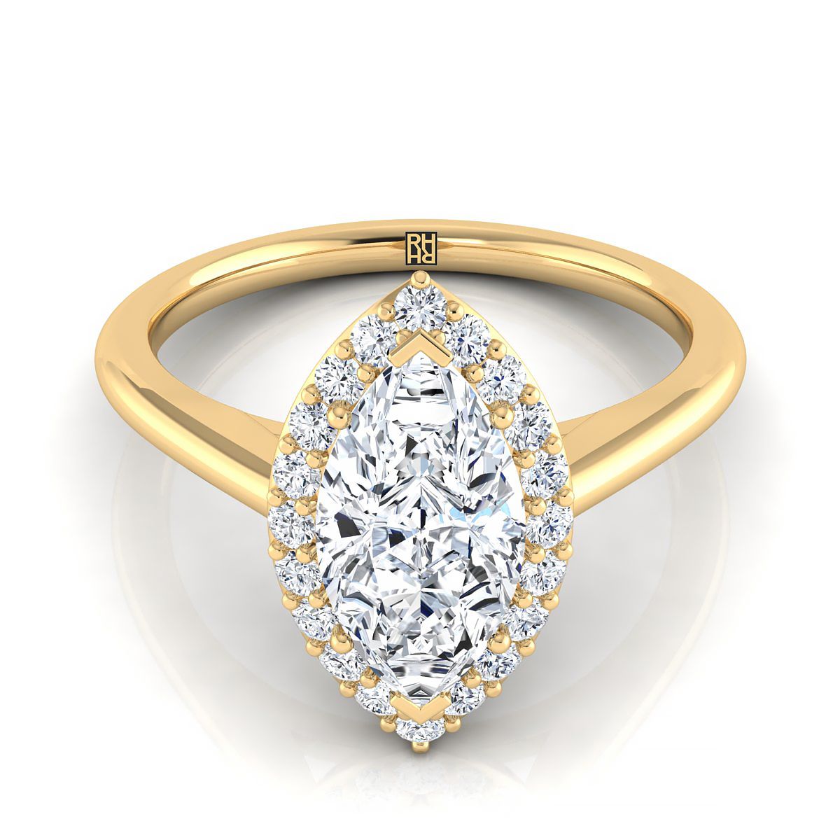 The Etta marquise engagement ring setting in 18K Yellow Gold | RockHer
