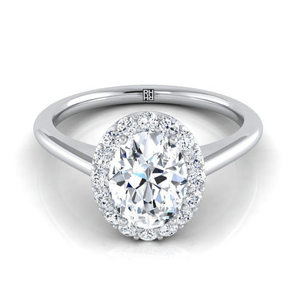Classic Shared Prong Halo Oval, in Platinum, pave setting – view 8 | RockHer