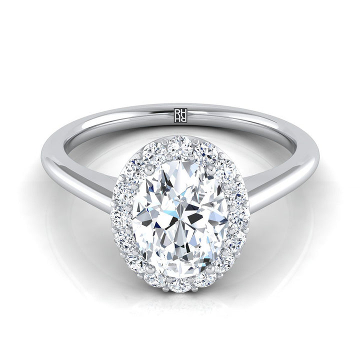 Classic Shared Prong Halo Oval, in 18K White Gold, pave setting – view 8 | RockHer