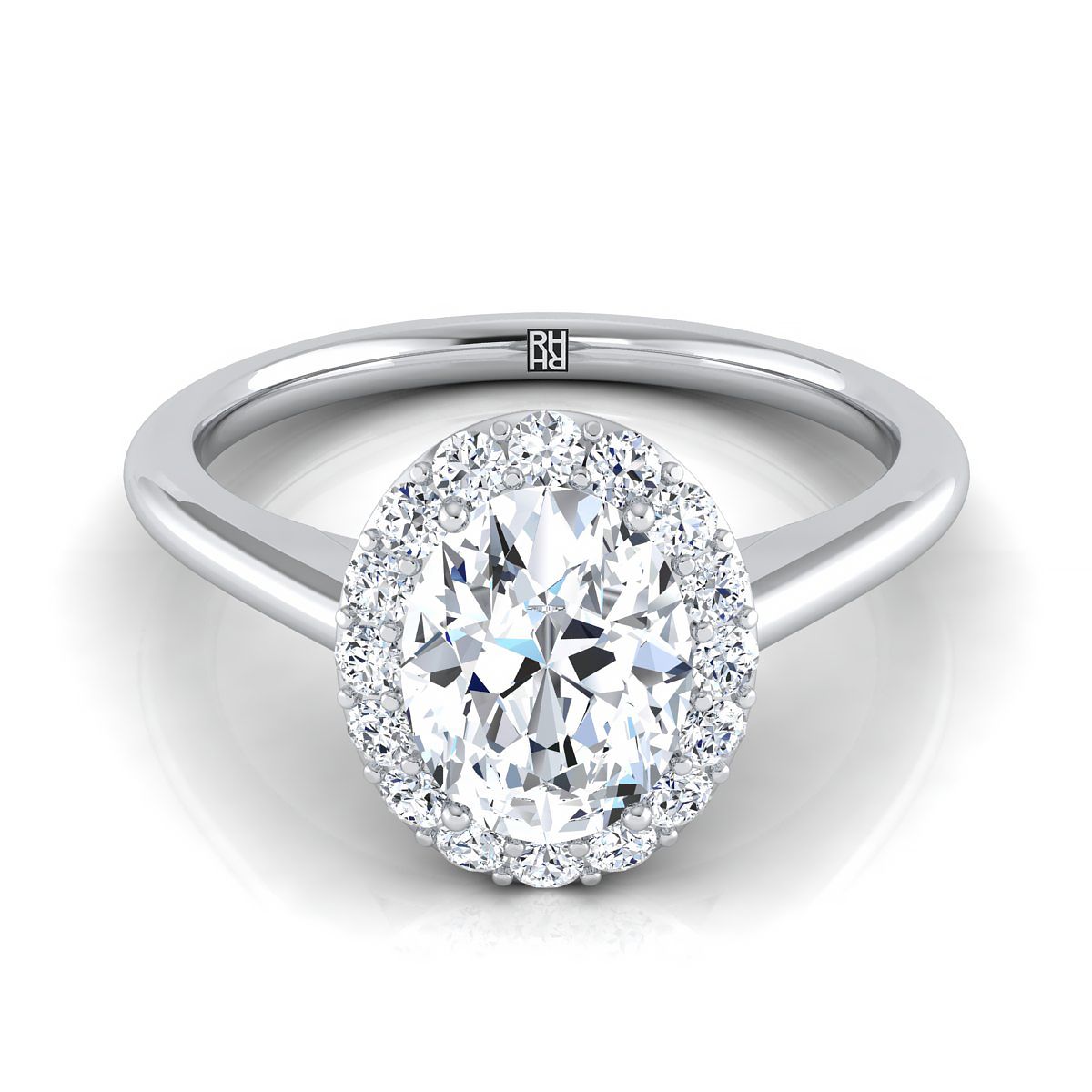 Etta Select Classic Shared Prong Halo Ov Oval Lab Diamond Engagement Ring in 18K White Gold | RockHer