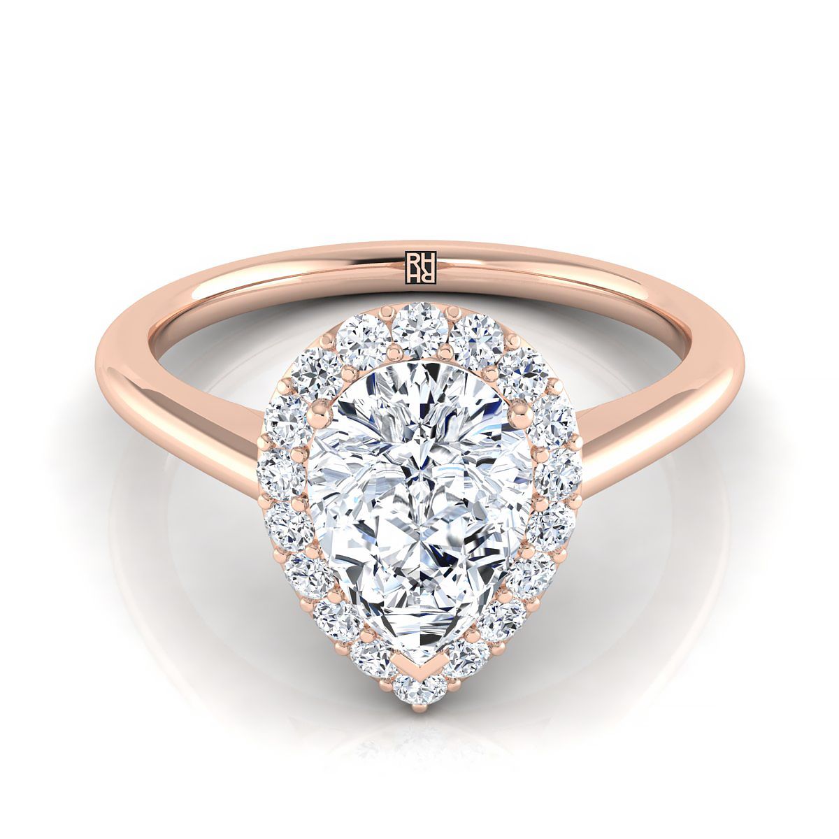 The Etta pear engagement ring setting in 14K Rose Gold | RockHer