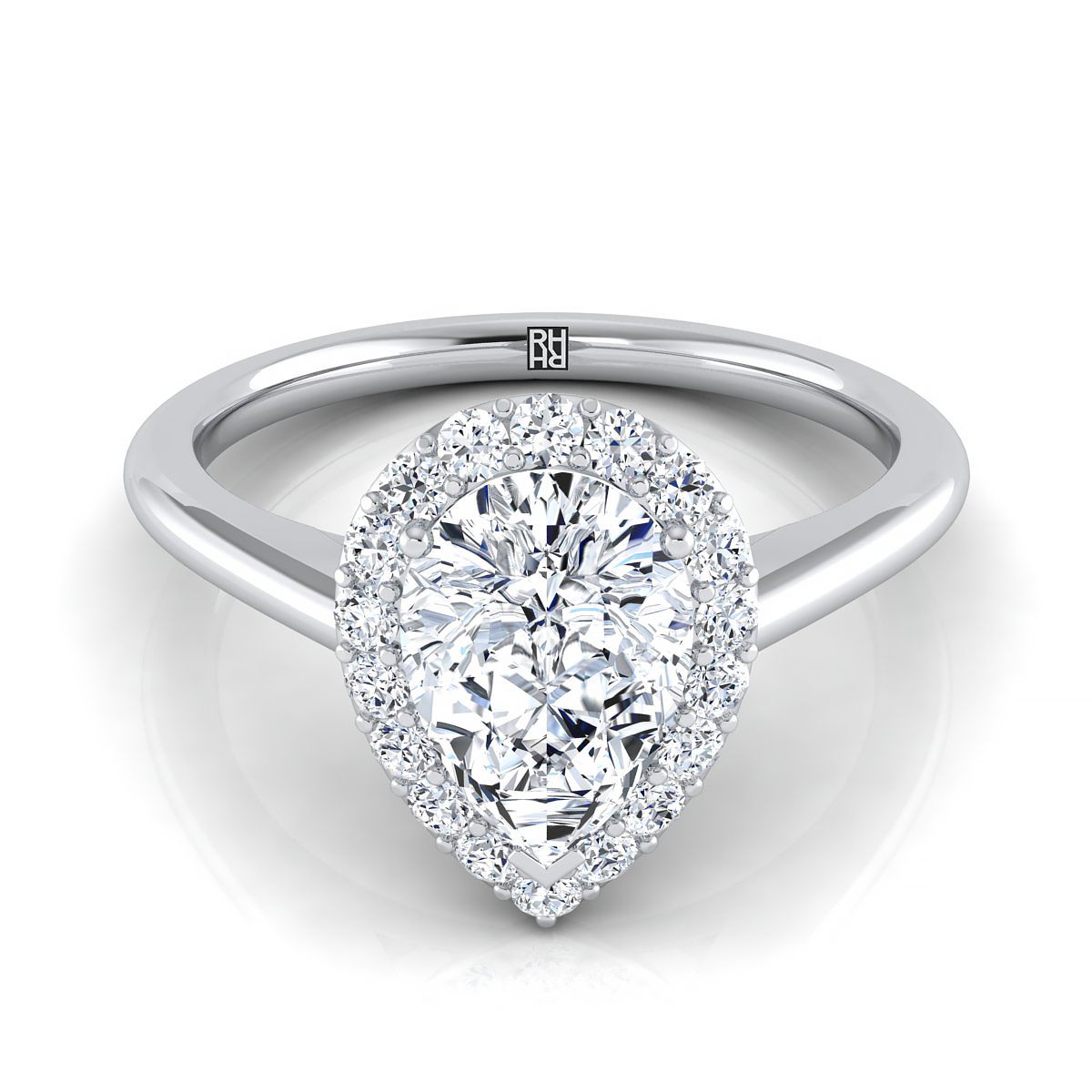 The Etta pear engagement ring setting in Platinum | RockHer