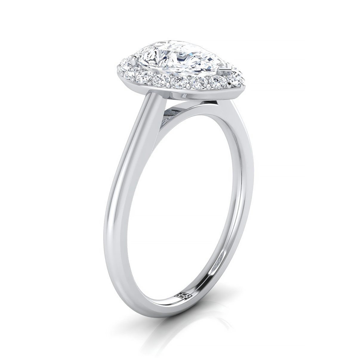 Select Halo styling on The Etta pear engagement ring setting | RockHer