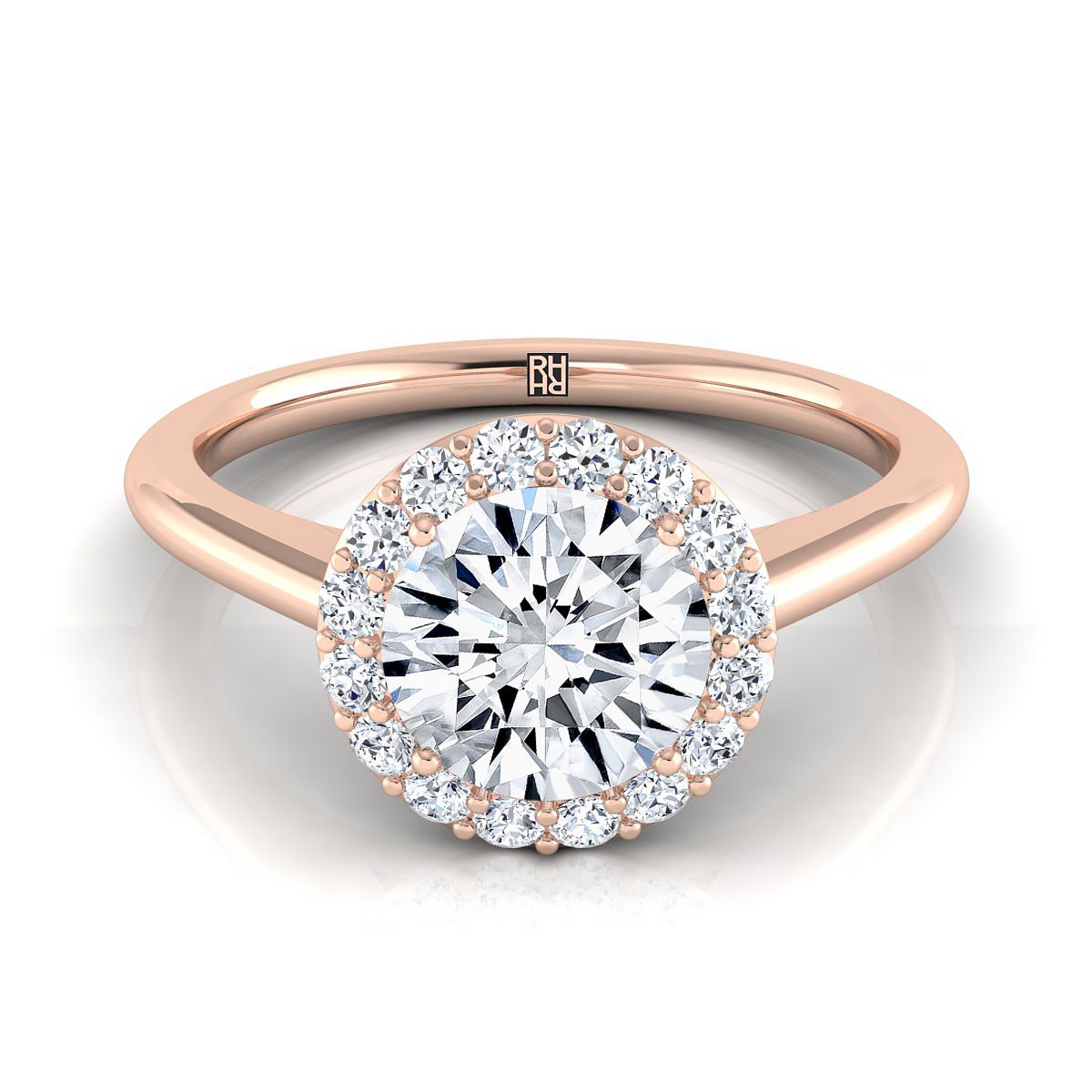 The Etta round engagement ring setting in 14K Rose Gold | RockHer