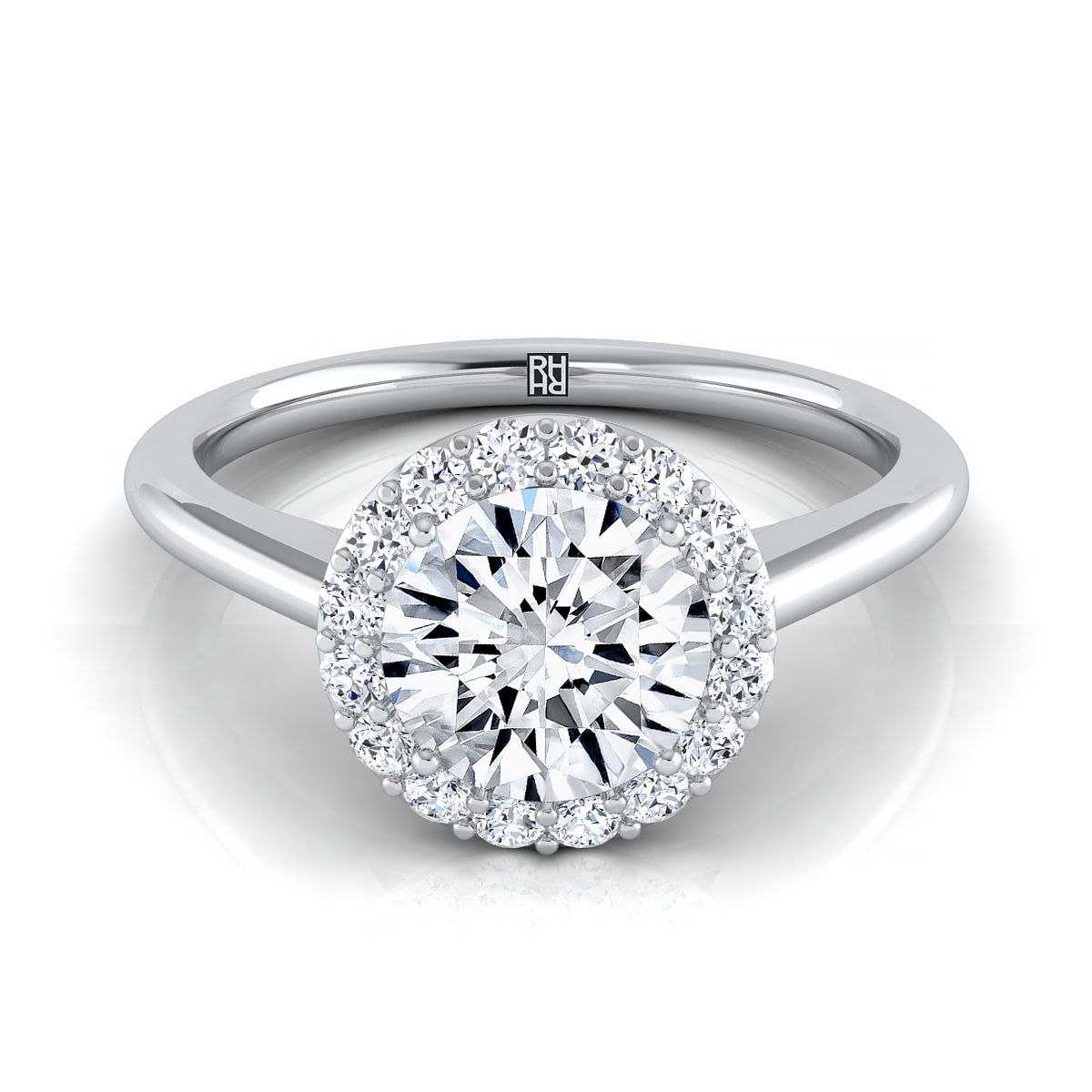 The Etta round engagement ring setting in 18K White Gold | RockHer