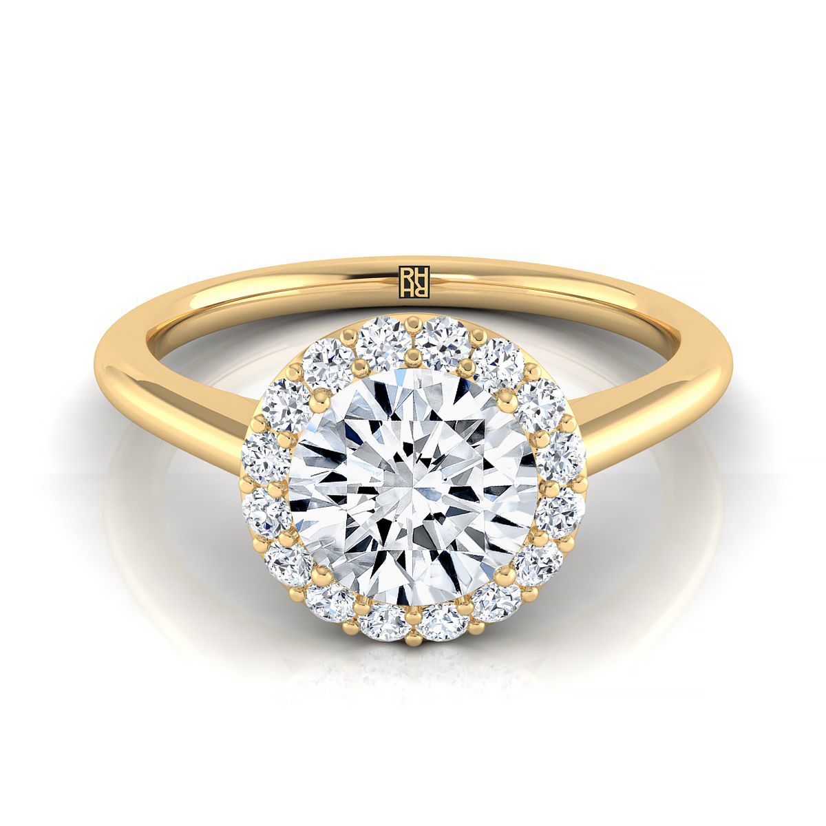 Etta Select Halo Round Lab Diamond Engagement Ring in 18K Yellow Gold | RockHer