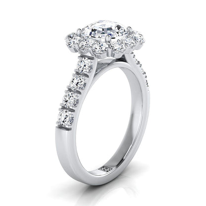 Luxe French Pavé Halo Asscher, in Platinum, prong setting – view 9 | RockHer