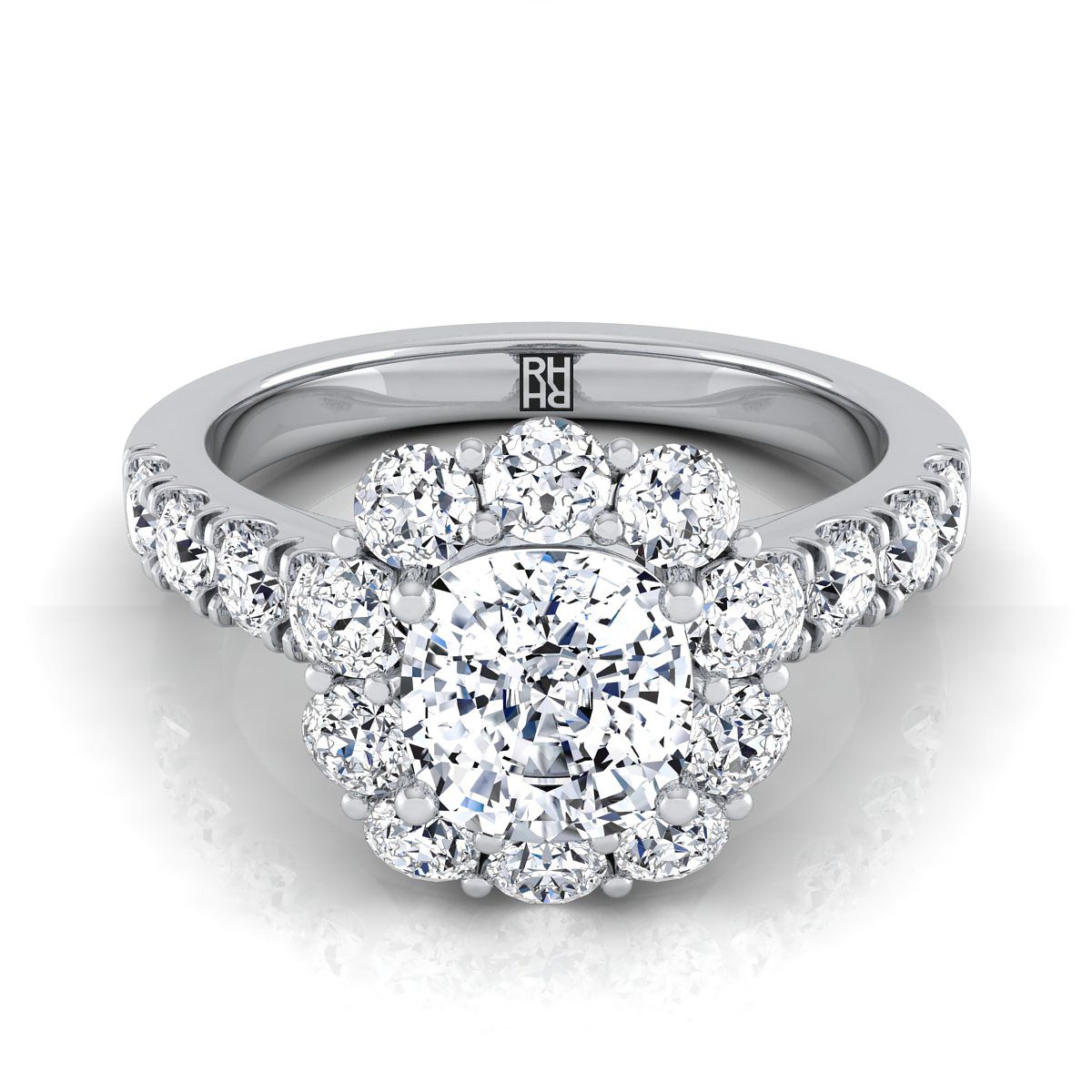 Alannah Select Halo Cushion Cut Lab Diamond Engagement Ring in Platinum | RockHer