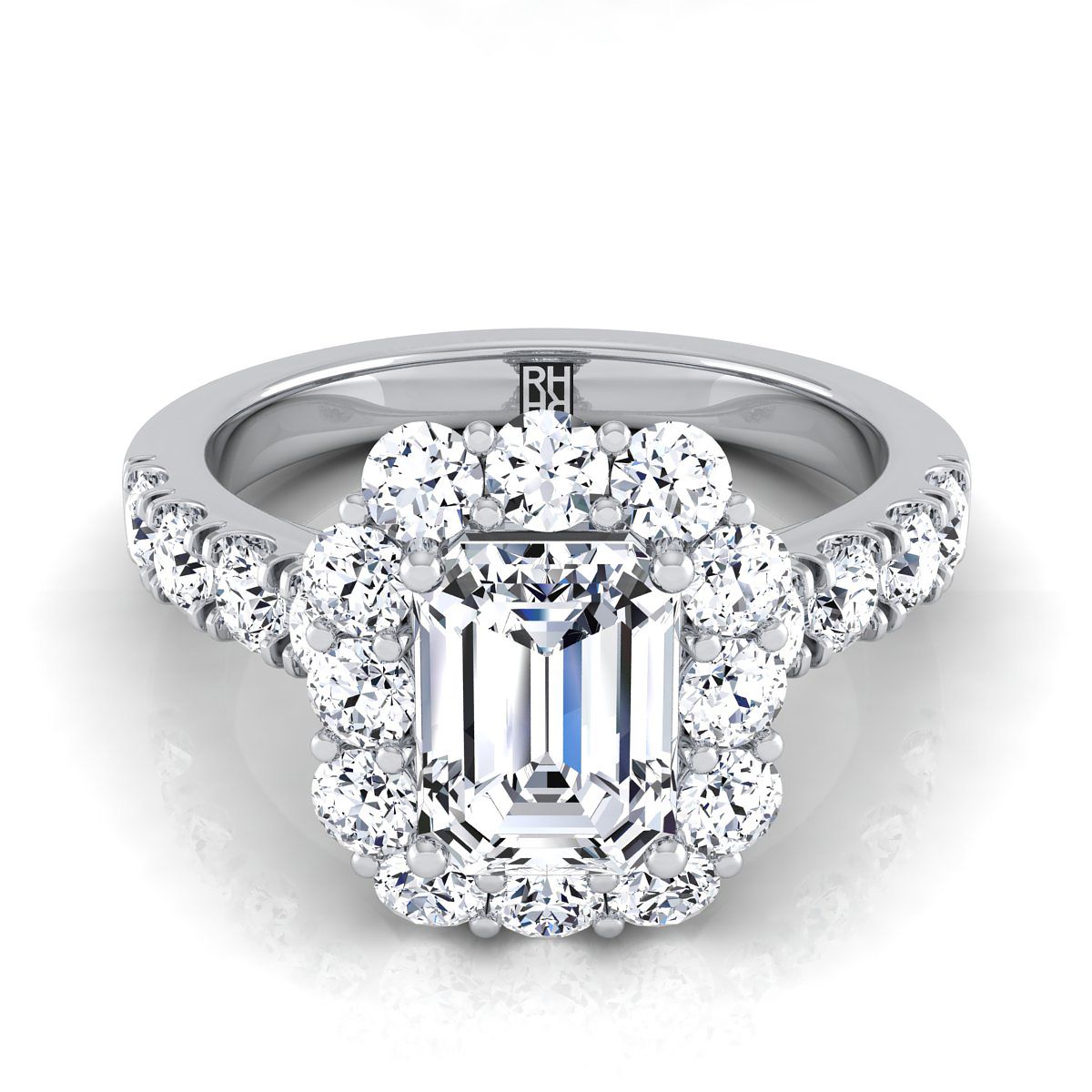 Alannah Select Halo Emerald Cut Lab Diamond Engagement Ring in Platinum | RockHer