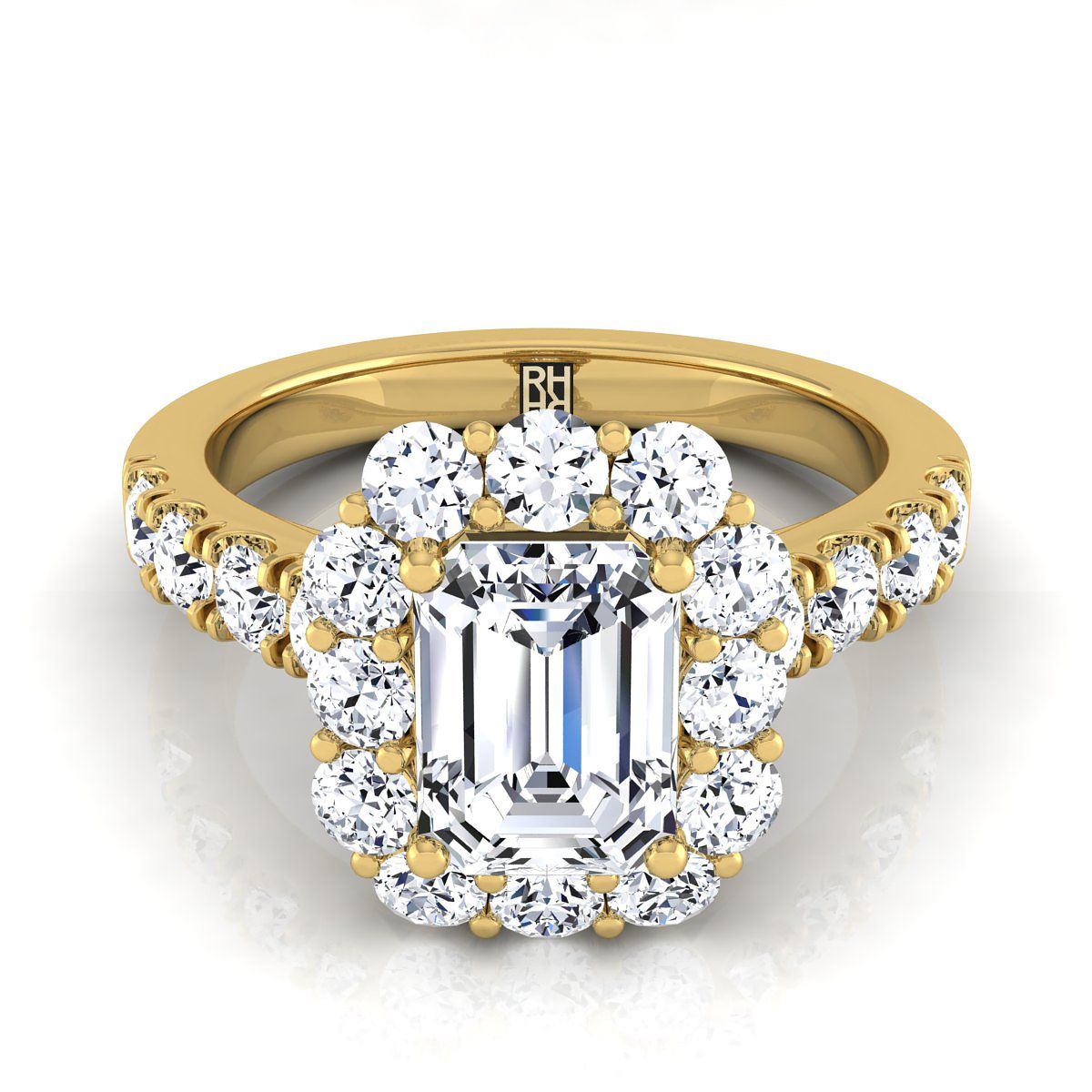 Alannah Select Halo Emerald Cut Lab Diamond Engagement Ring in 18K Yellow Gold | RockHer