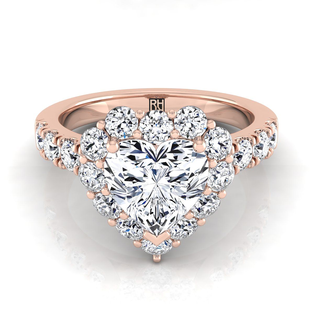 The Alannah heart engagement ring setting in 14K Rose Gold | RockHer