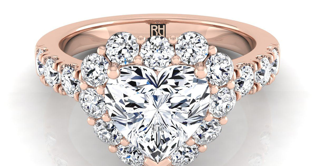 Alannah Halo Heart 14K Rose Gold Engagement Ring | RockHer