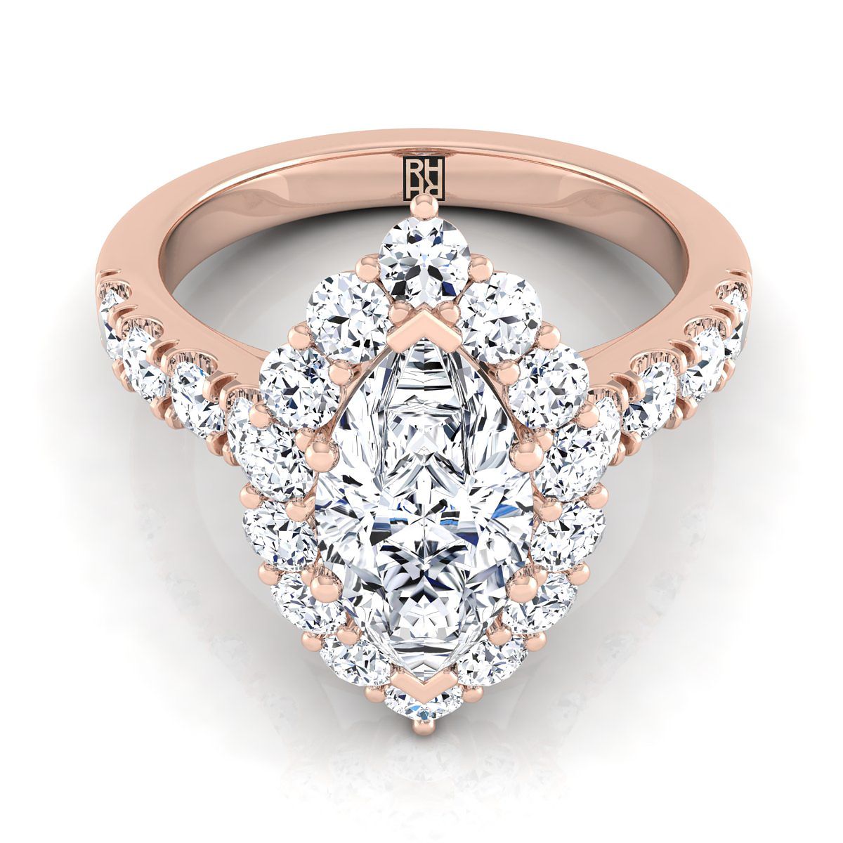 The Alannah marquise engagement ring setting in 14K Rose Gold | RockHer
