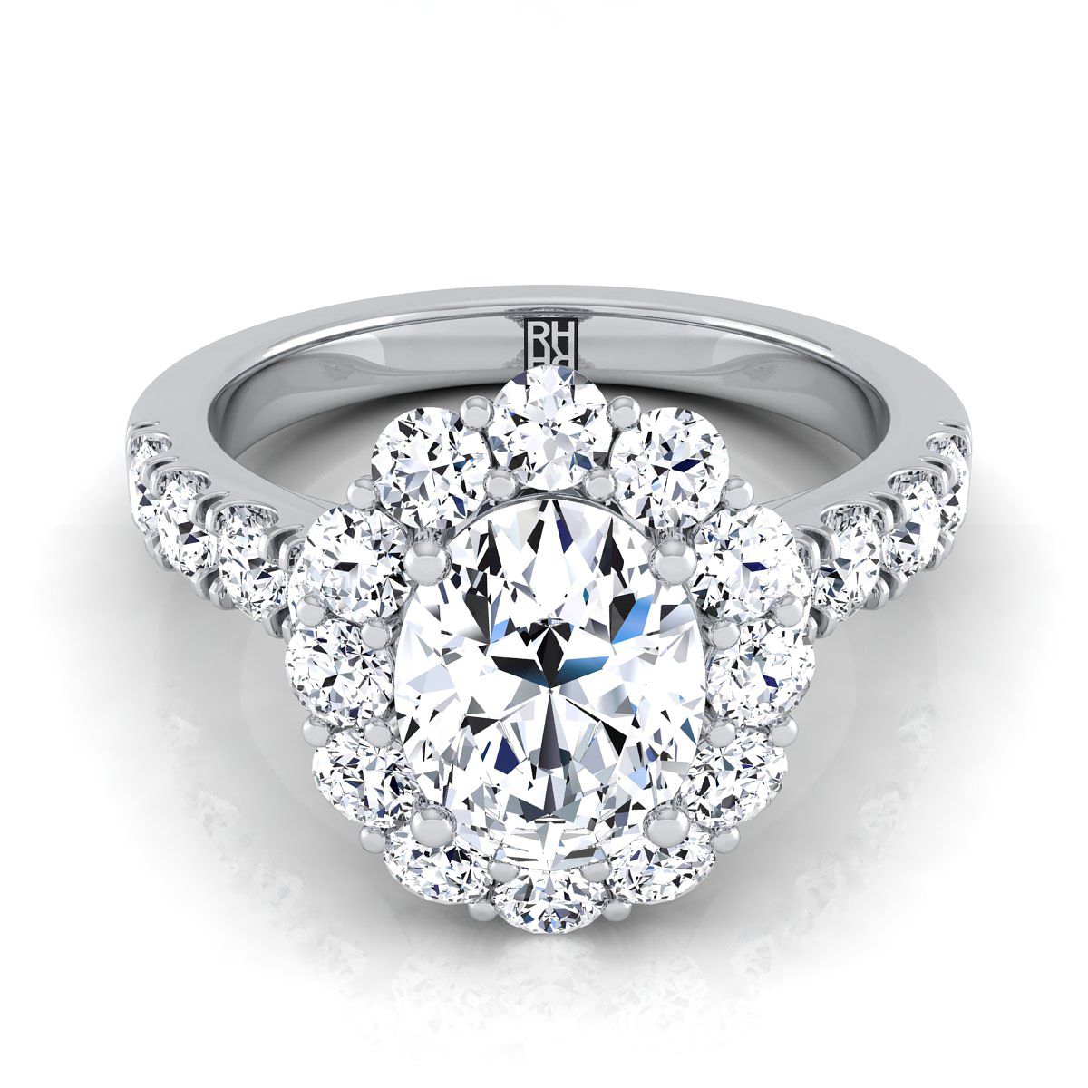 Alannah Select Halo Oval Lab Diamond Engagement Ring in Platinum | RockHer