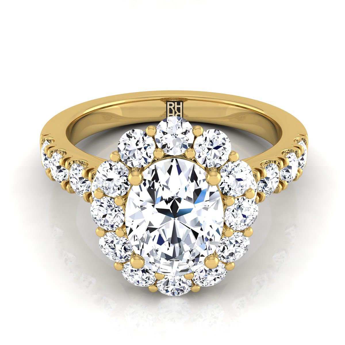 Alannah Select Luxe French Pavé Halo Oval Lab Diamond Engagement Ring in 18K Yellow Gold | RockHer