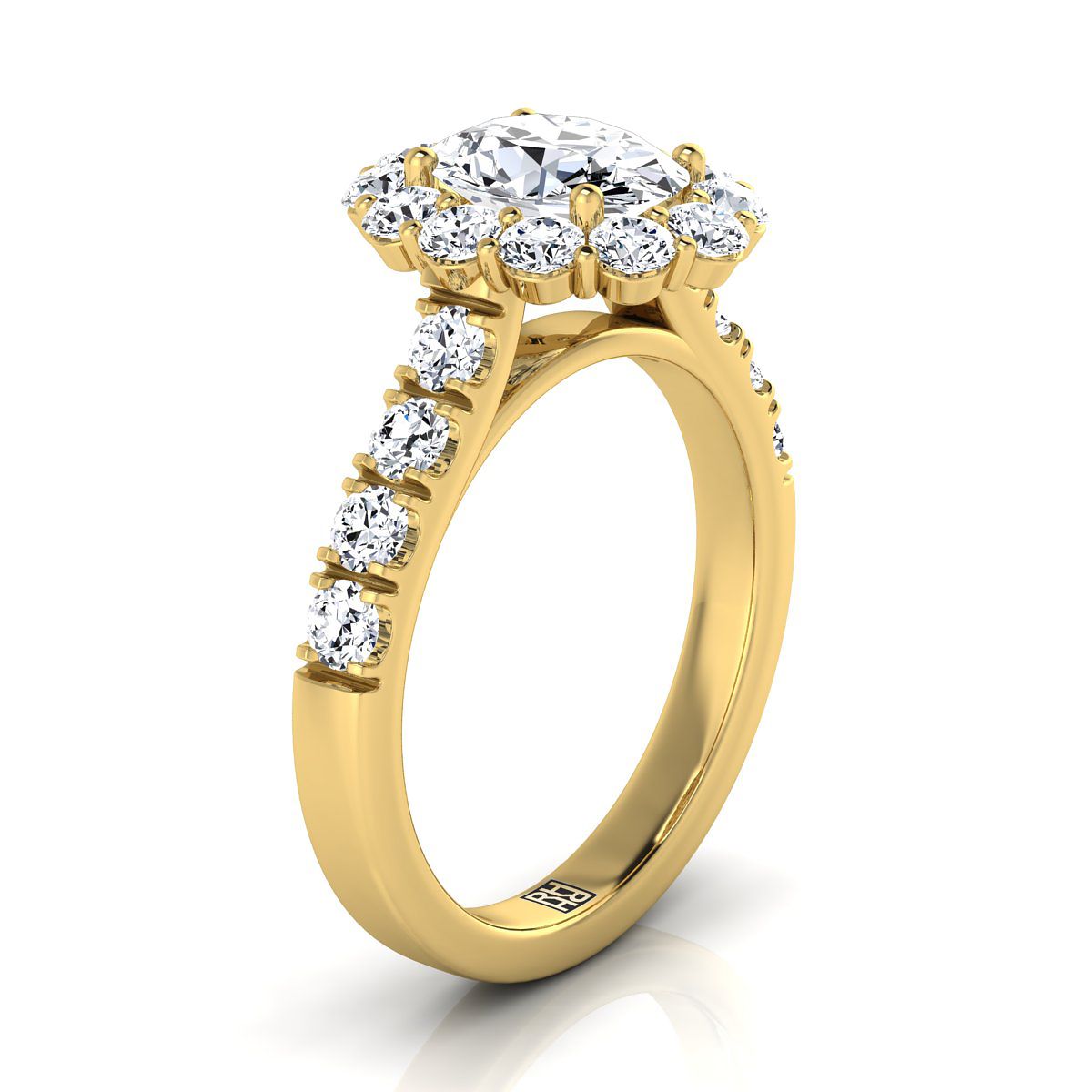 RockHer atelier photo of The Alannah oval engagement ring setting in 18K Yellow Gold