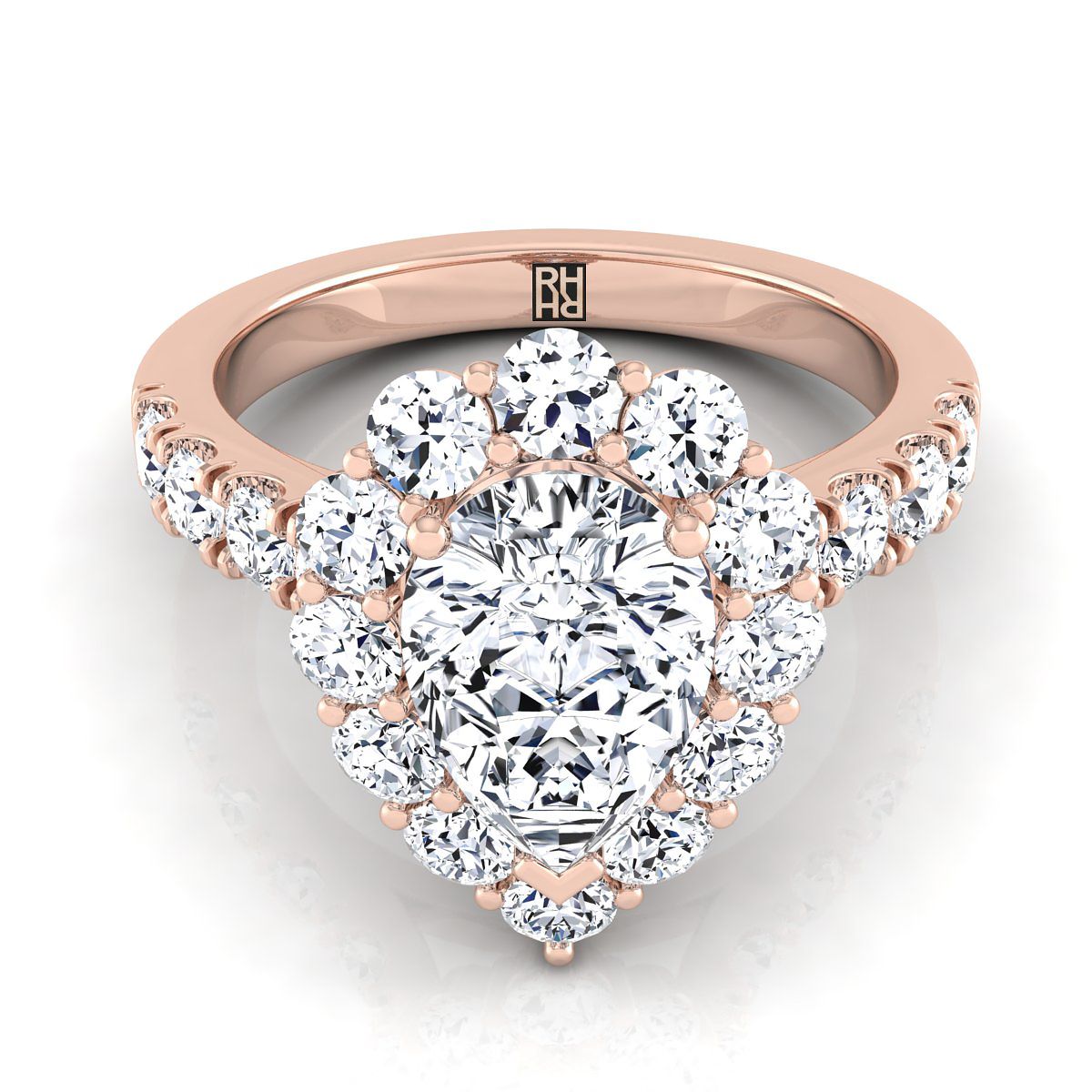 The Alannah pear engagement ring setting in 14K Rose Gold | RockHer