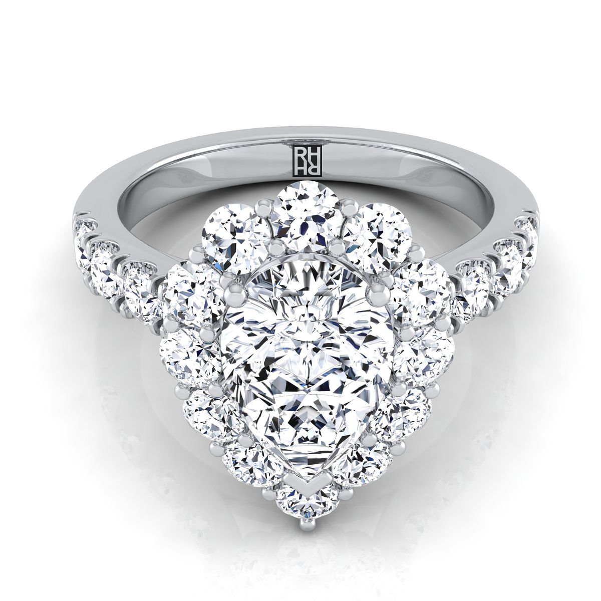 Alannah Select Halo Pear Lab Diamond Engagement Ring in Platinum | RockHer