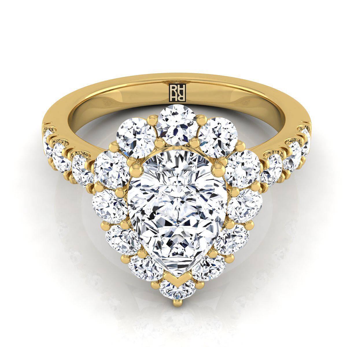 Alannah Select Halo Pear Lab Diamond Engagement Ring in 18K Yellow Gold | RockHer
