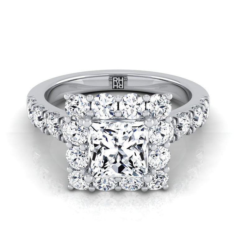 The Alannah Select Halo Princess Cut Lab Diamond Engagement Ring in 18K White Gold
