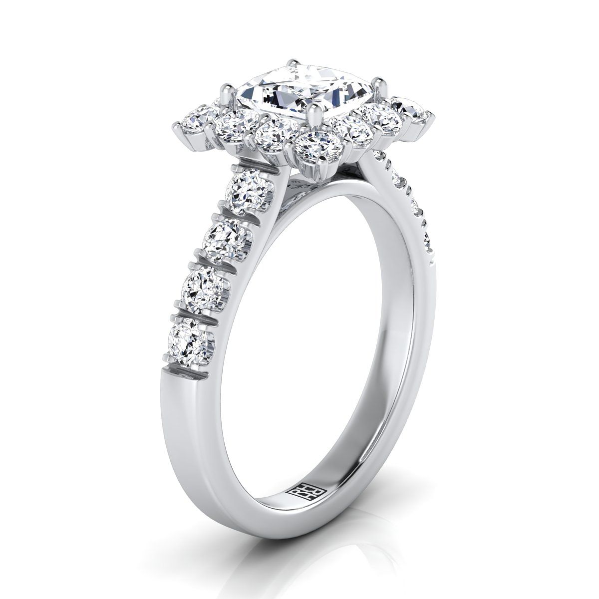 Select Halo styling on The Alannah princess engagement ring setting | RockHer