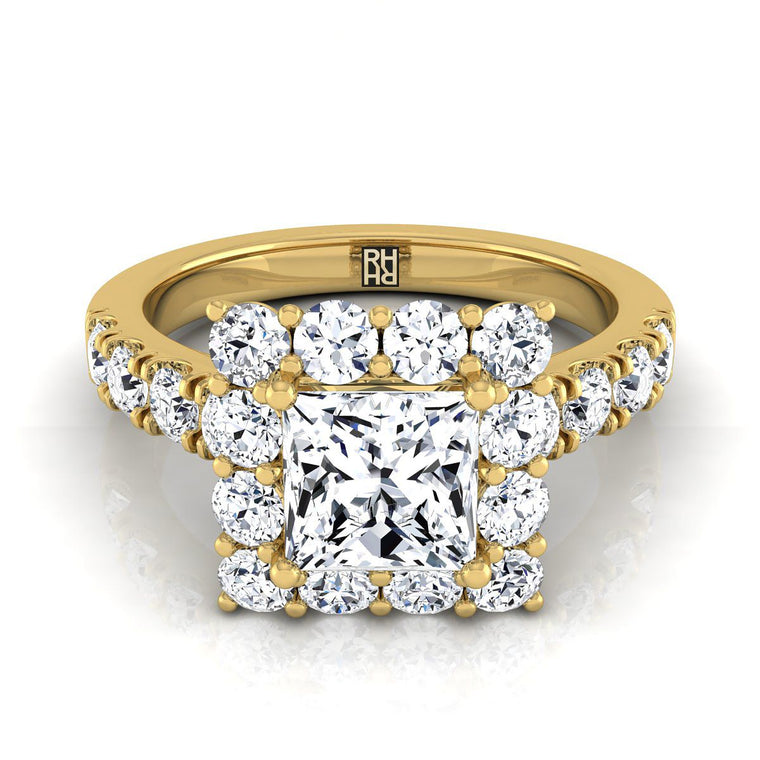 The Alannah Select Halo Princess Cut Lab Diamond Engagement Ring in 18K Yellow Gold