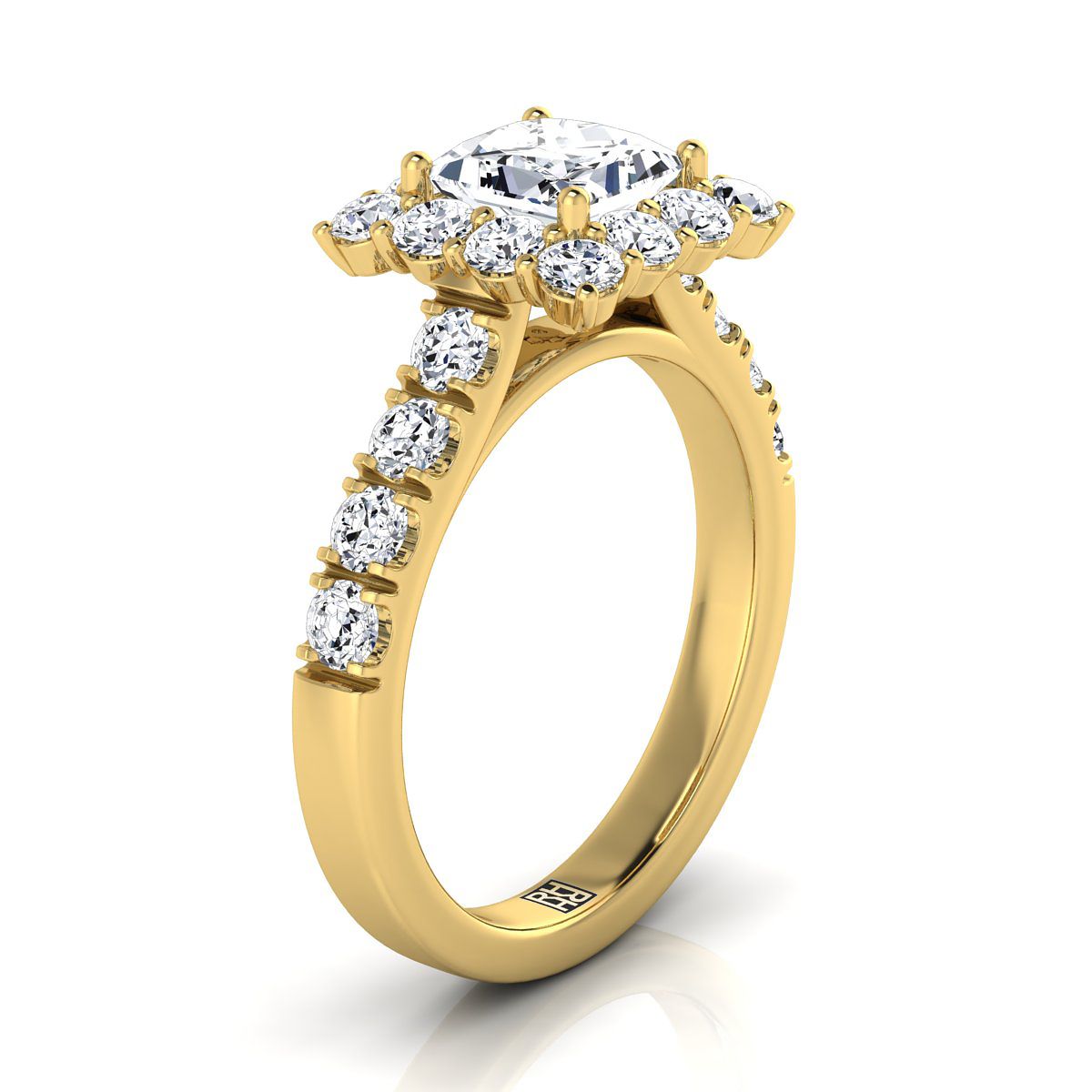 Select Halo styling on The Alannah princess engagement ring setting | RockHer
