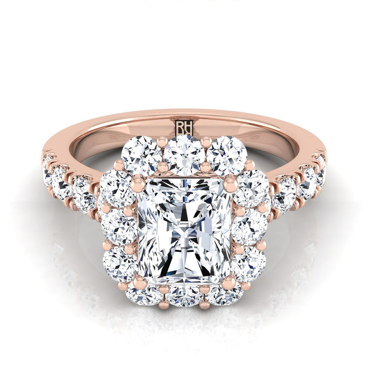The Alannah Select Halo Radiant Cut Lab Diamond Engagement Ring in 14K Rose Gold