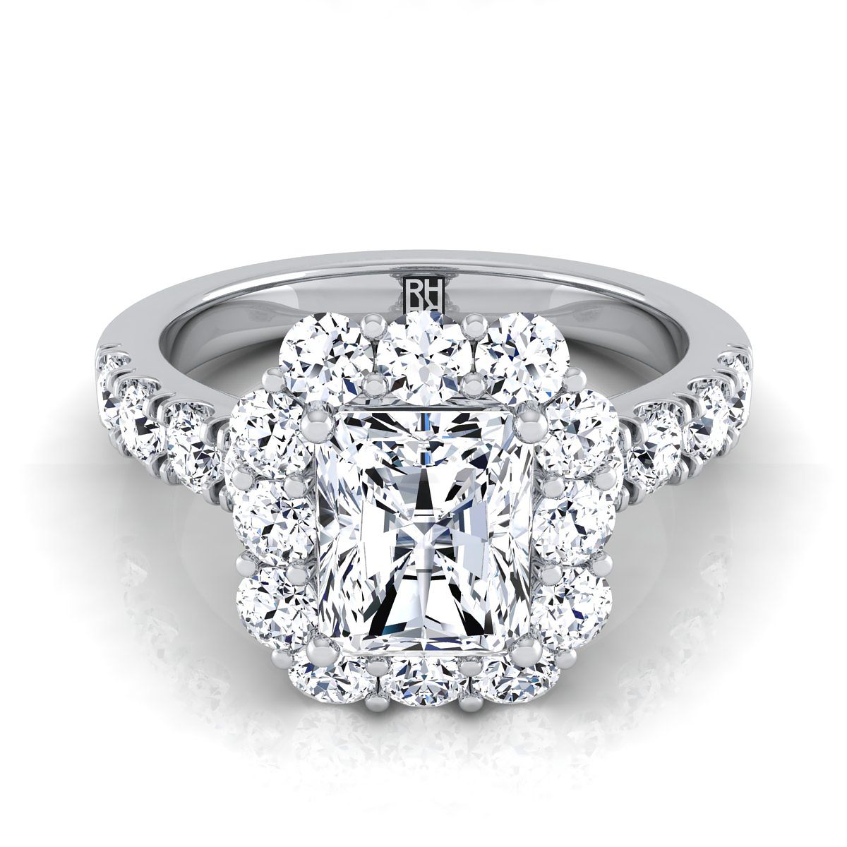 The Alannah radiant engagement ring setting in 18K White Gold | RockHer