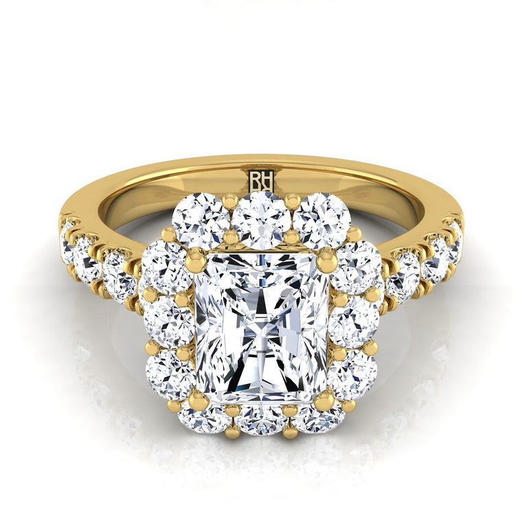 The Alannah Select Halo Radiant Cut Lab Diamond Engagement Ring in 18K Yellow Gold