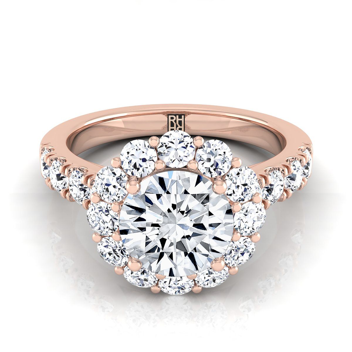 The Alannah round engagement ring setting in 14K Rose Gold | RockHer