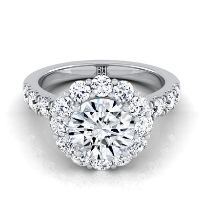 Round Brilliant, Luxe French Pavé Halo, in Platinum, pave setting | RockHer