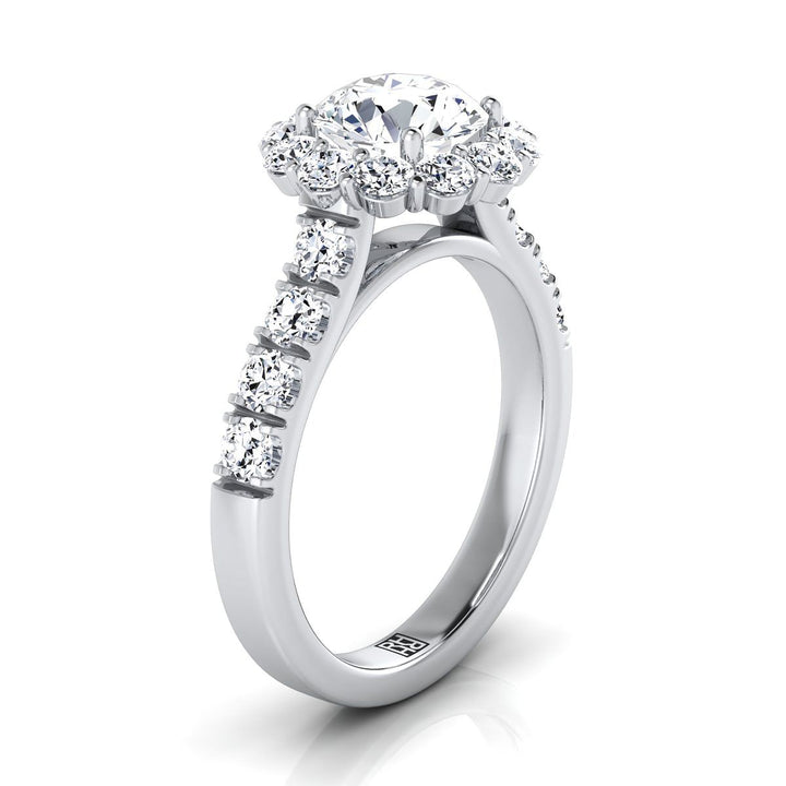 Alannah Select Halo Round Lab Diamond Engagement Ring in 18K White Gold | RockHer