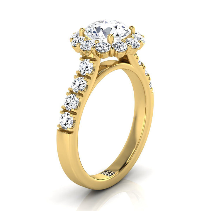 Alannah Select Halo Round Lab Diamond Engagement Ring in 18K Yellow Gold | RockHer