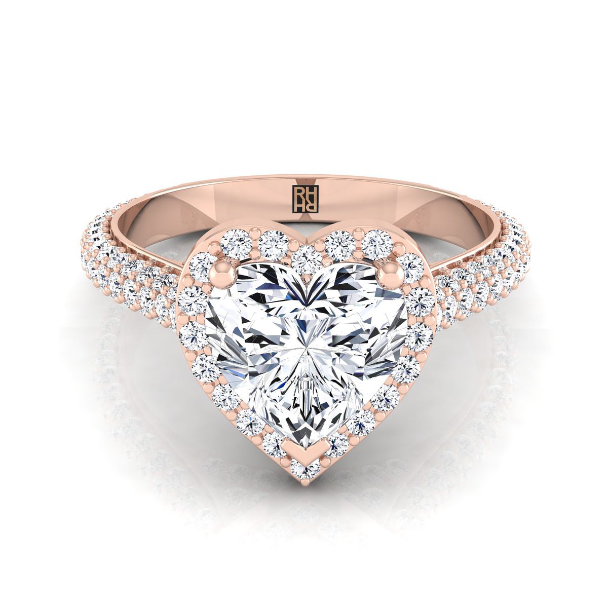 The Ella heart engagement ring setting in 14K Rose Gold | RockHer
