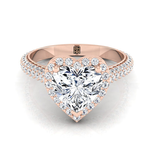 The Ella Select Halo Engagement Ring with Lab Diamond in 14K Rose Gold - view 1