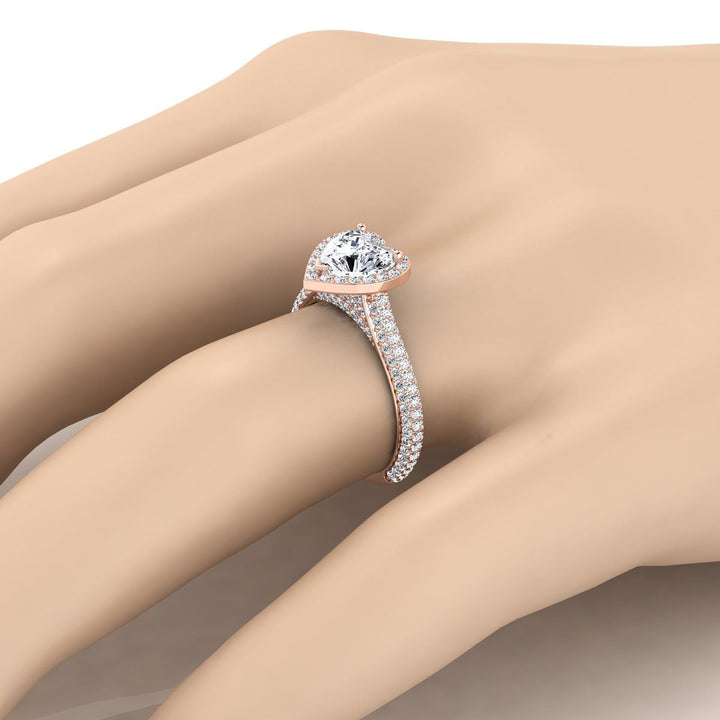 The Ella Select Halo Engagement Ring with Lab Diamond in 14K Rose Gold - view 3