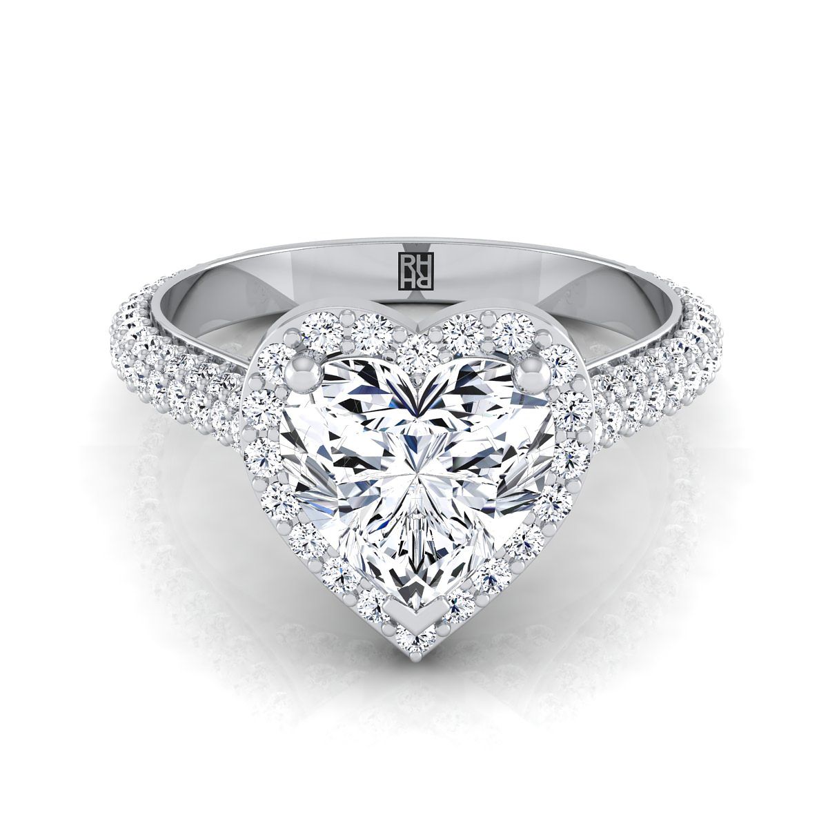 The Ella heart engagement ring setting in Platinum | RockHer