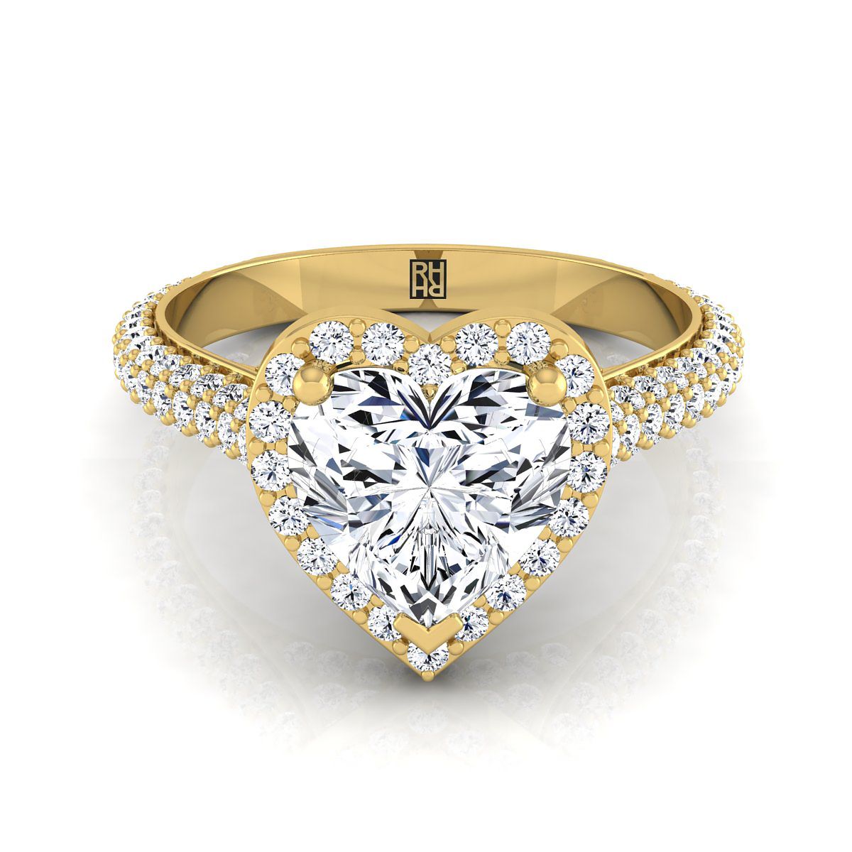 The Ella Select Halo Engagement Ring with Lab Diamond in 18K Yellow Gold - view 1