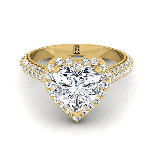 The Ella Select Halo Engagement Ring with Lab Diamond in 18K Yellow Gold - view 1