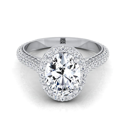 Micro-Pavé Triple Row Halo Oval, in Platinum, pave setting – view 8 | RockHer