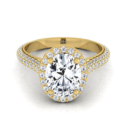 Ella Select Halo Oval Lab Diamond Engagement Ring in 18K Yellow Gold | RockHer