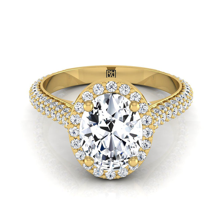 Ella Select Halo Oval Lab Diamond Engagement Ring in 18K Yellow Gold | RockHer