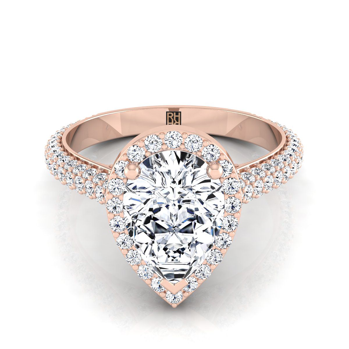 The Ella pear engagement ring setting in 14K Rose Gold | RockHer