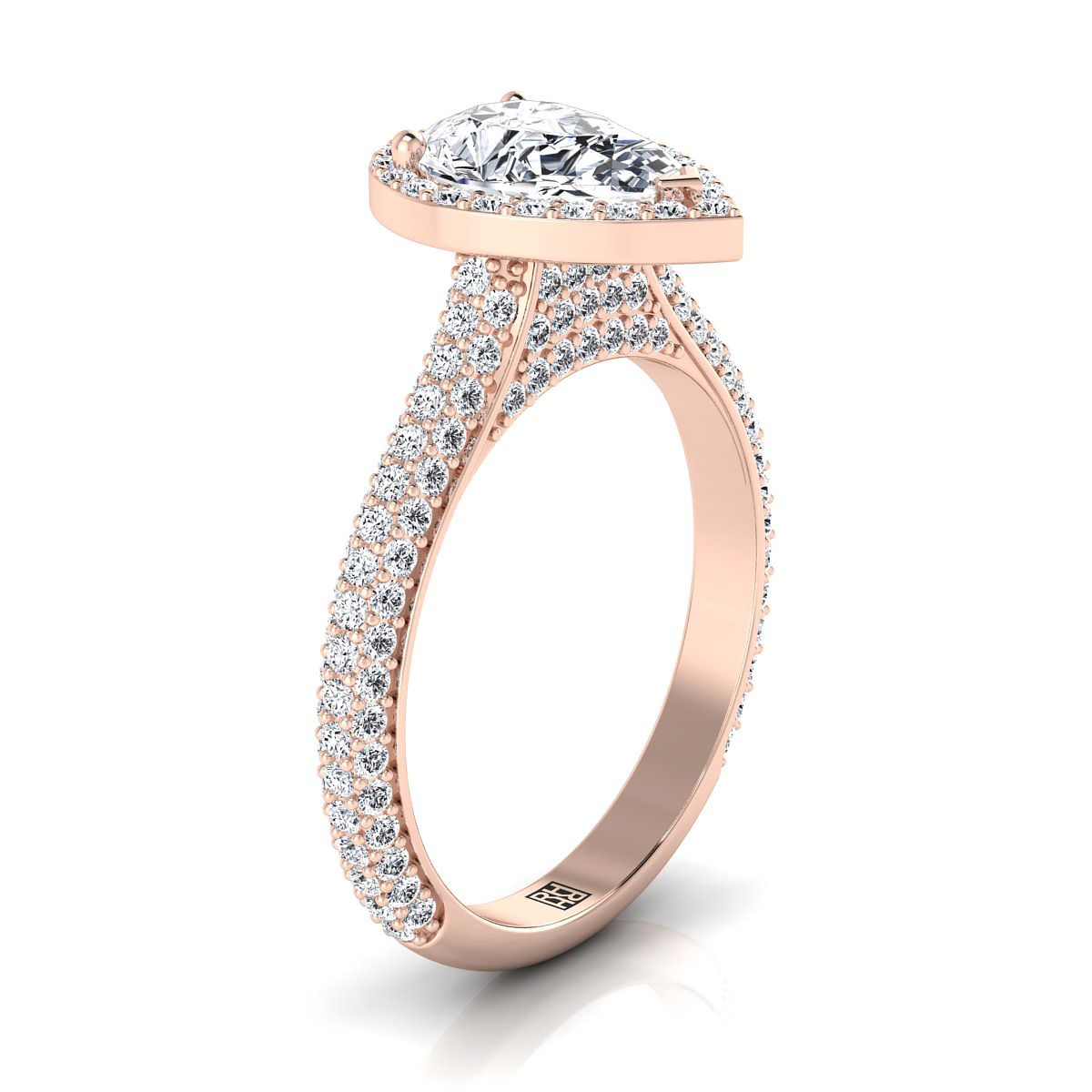The Ella Select Halo Engagement Ring with Lab Diamond in 14K Rose Gold - view 2