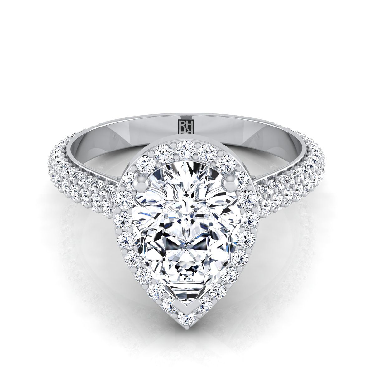 The Ella pear engagement ring setting in Platinum | RockHer